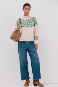 Cortefiel Jersey jacquard posicional. Marfil Outlet