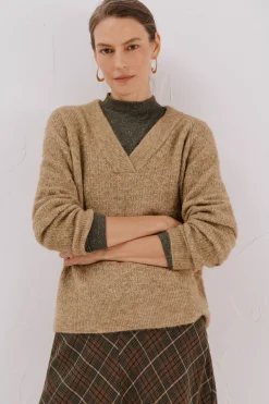 Cortefiel Jersey jaspeado pico Beige Best