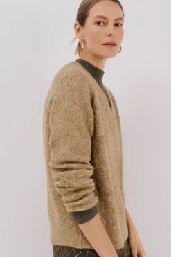 Cortefiel Jersey jaspeado pico Beige Best