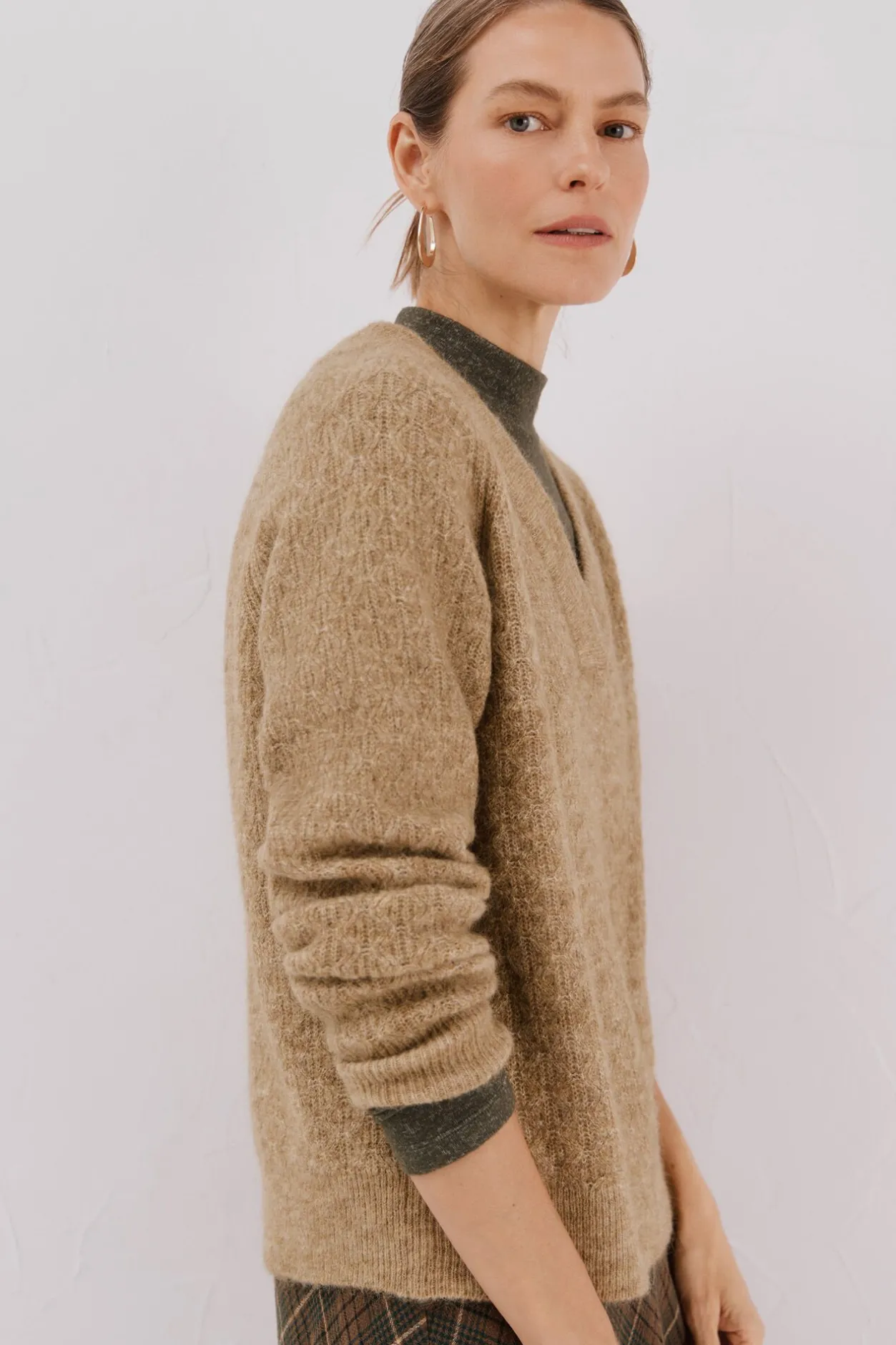 Cortefiel Jersey jaspeado pico Beige Best