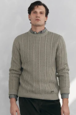 Pedro del Hierro Jersey lana cables cuello redondo Verde Best