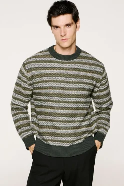 Selected Jersey lana cuello caja Verde oscuro Hot