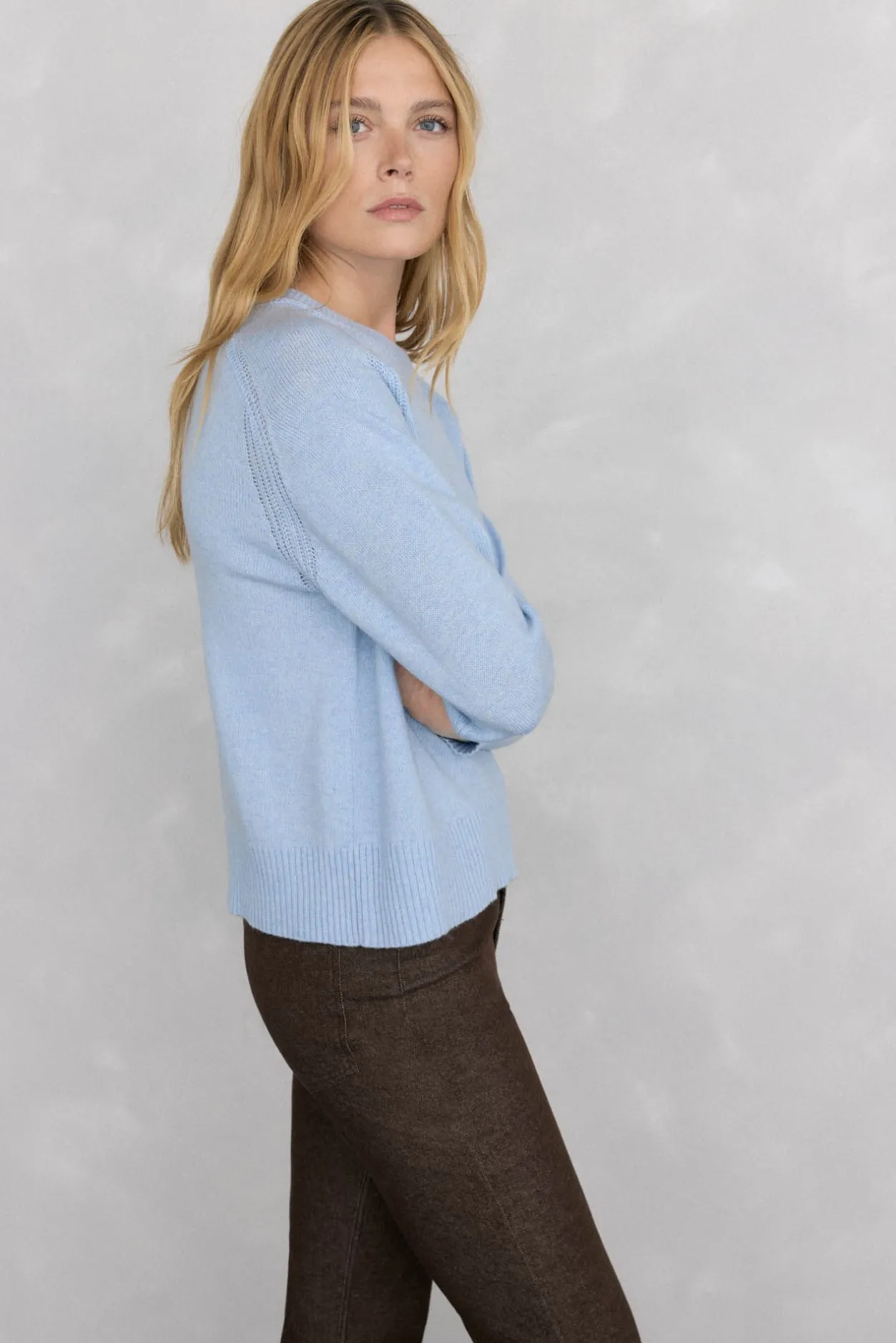 Pedro del Hierro Jersey lana cuello caja costura central Azul Discount