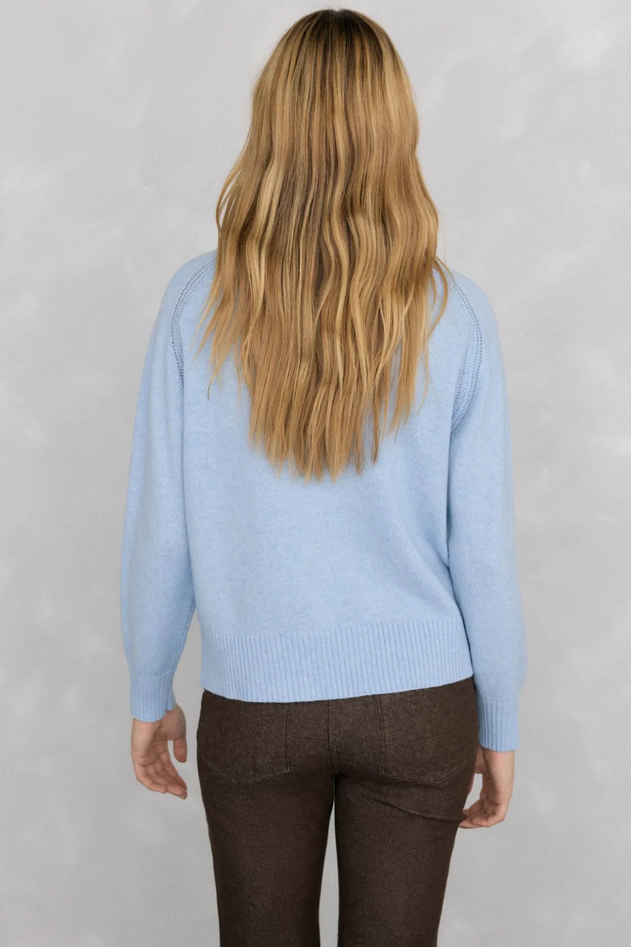 Pedro del Hierro Jersey lana cuello caja costura central Azul Discount