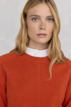 Pedro del Hierro Jersey lana cuello caja costura central Naranja