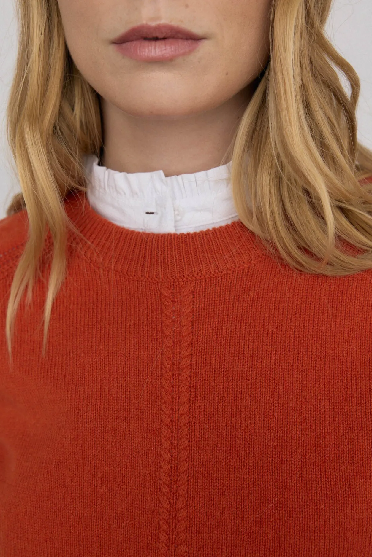 Pedro del Hierro Jersey lana cuello caja costura central Naranja