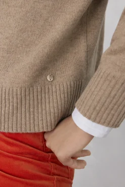 Pedro del Hierro Jersey lana cuello caja costura central Beige Clearance