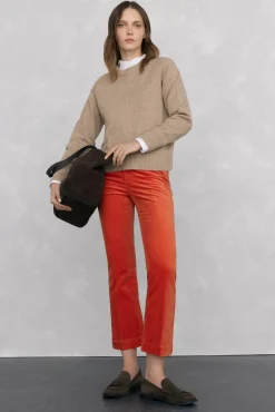 Pedro del Hierro Jersey lana cuello caja costura central Beige Clearance