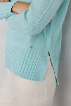 Pedro del Hierro Jersey lana cuello cisne costura central Turquesa Online