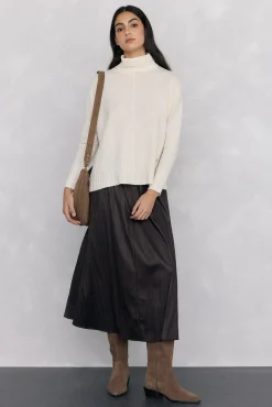 Pedro del Hierro Jersey lana cuello cisne costura central Crudo Best