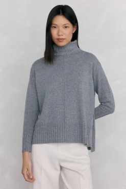 Pedro del Hierro Jersey lana cuello cisne costura central Gris Discount