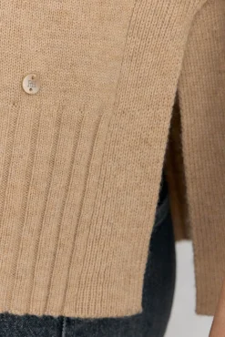 Pedro del Hierro Jersey lana cuello cisne costura central Beige Outlet