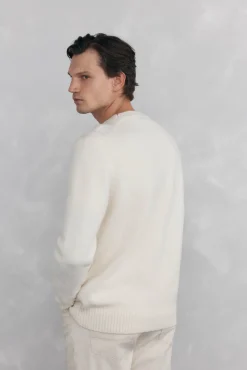 Pedro del Hierro Jersey lana estructura cuello redondo Crudo Outlet
