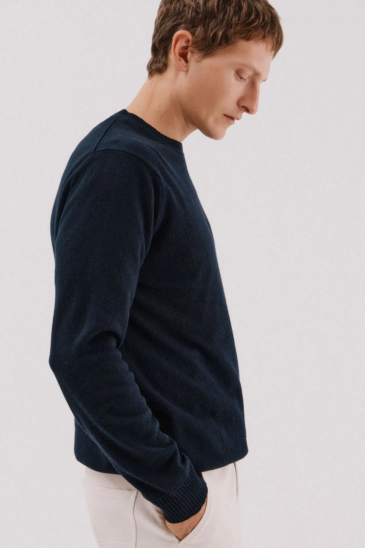 Cortefiel Jersey lana lambswool cuello redondo Azul marino New