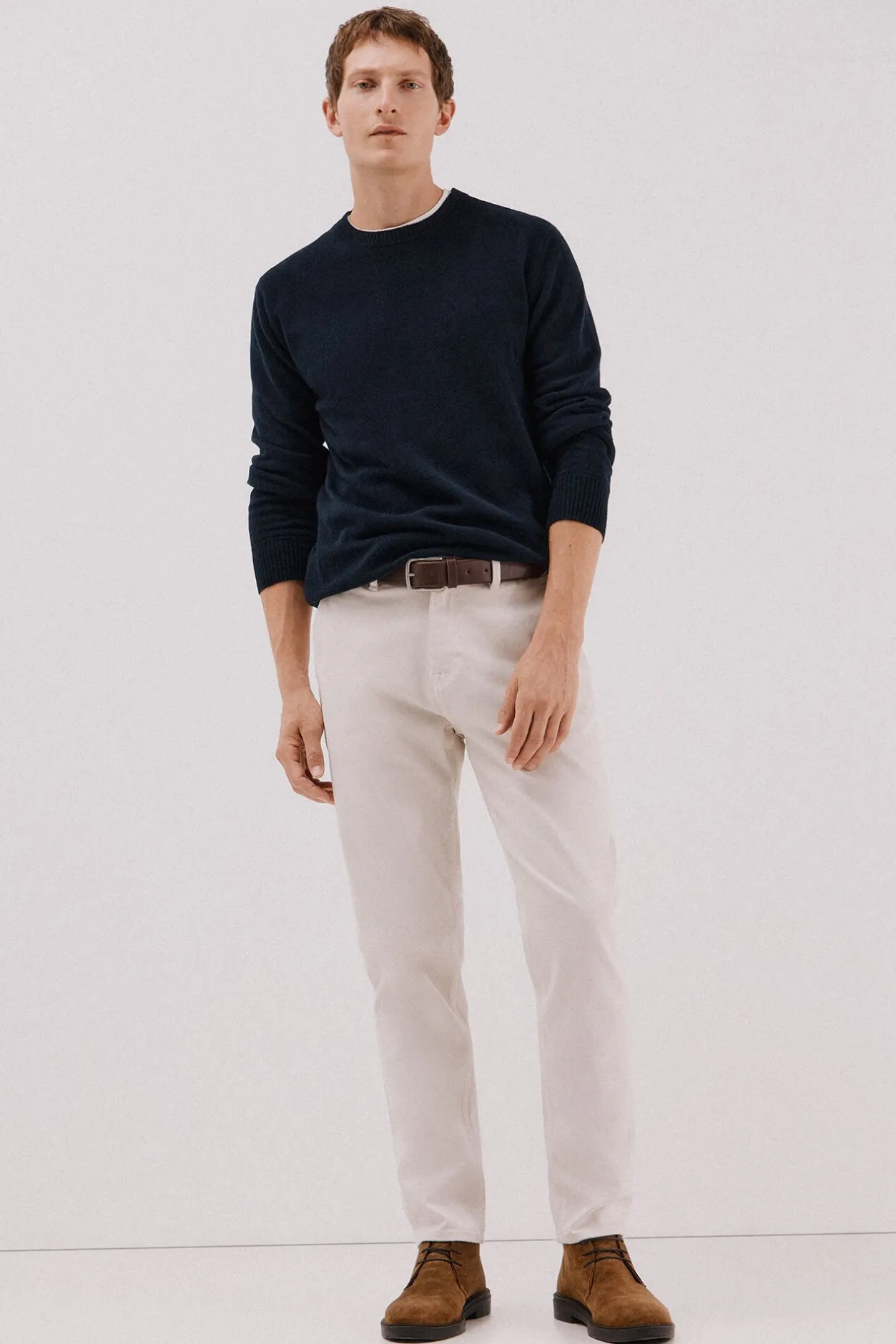 Cortefiel Jersey lana lambswool cuello redondo Azul marino New