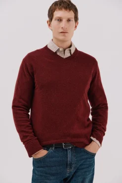 Cortefiel Jersey lana lambswool pico redondo Granate Online