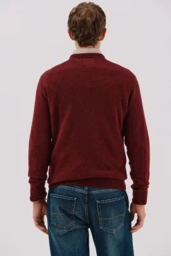 Cortefiel Jersey lana lambswool pico redondo Granate Online