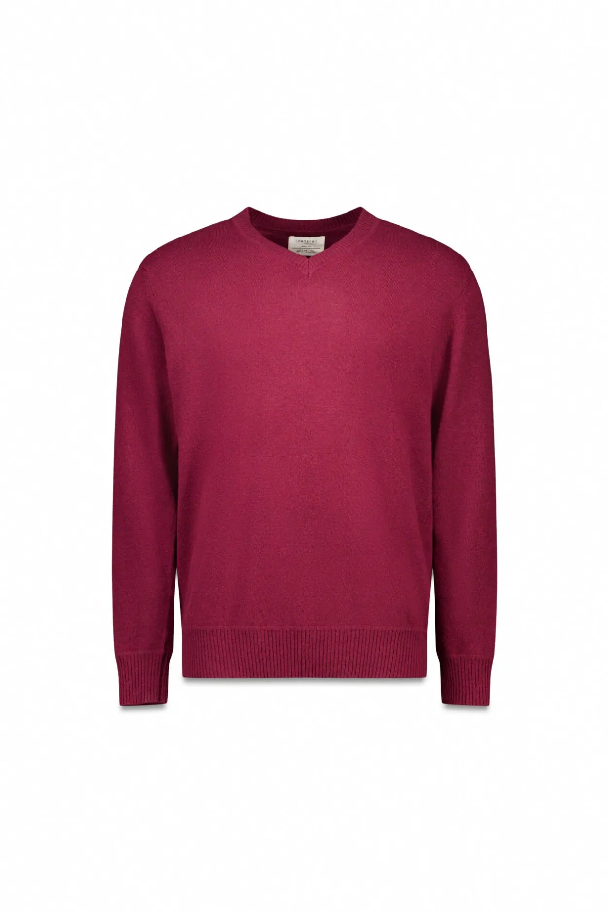 Cortefiel Jersey lana lambswool pico redondo Granate Online