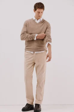 Cortefiel Jersey lana lambswool pico redondo Camel Outlet