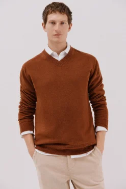 Cortefiel Jersey lana lambswool pico redondo Marr&oacute;n Online