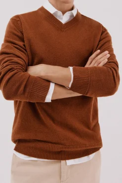 Cortefiel Jersey lana lambswool pico redondo Marr&oacute;n Online