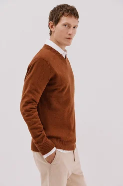 Cortefiel Jersey lana lambswool pico redondo Marr&oacute;n Online