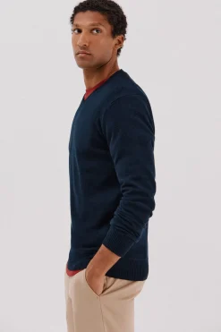 Cortefiel Jersey lana lambswool pico redondo Azul marino Outlet