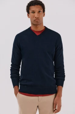 Cortefiel Jersey lana lambswool pico redondo Azul marino Outlet