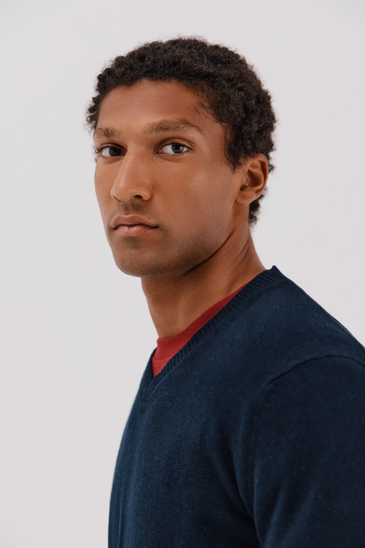 Cortefiel Jersey lana lambswool pico redondo Azul marino Outlet