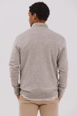 Cortefiel Jersey lana torzal cuello cremallera Beige