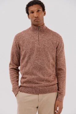 Cortefiel Jersey lana torzal cuello cremallera Marr&oacute;n Hot