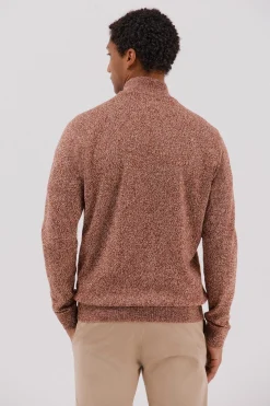 Cortefiel Jersey lana torzal cuello cremallera Marrón Hot