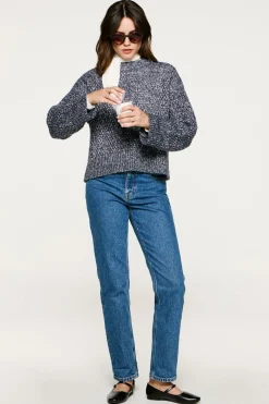 Selected Jersey lana y algodón orgánico cuello caja Gris Outlet