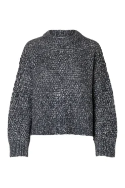 Selected Jersey lana y algodón orgánico cuello caja Gris Outlet