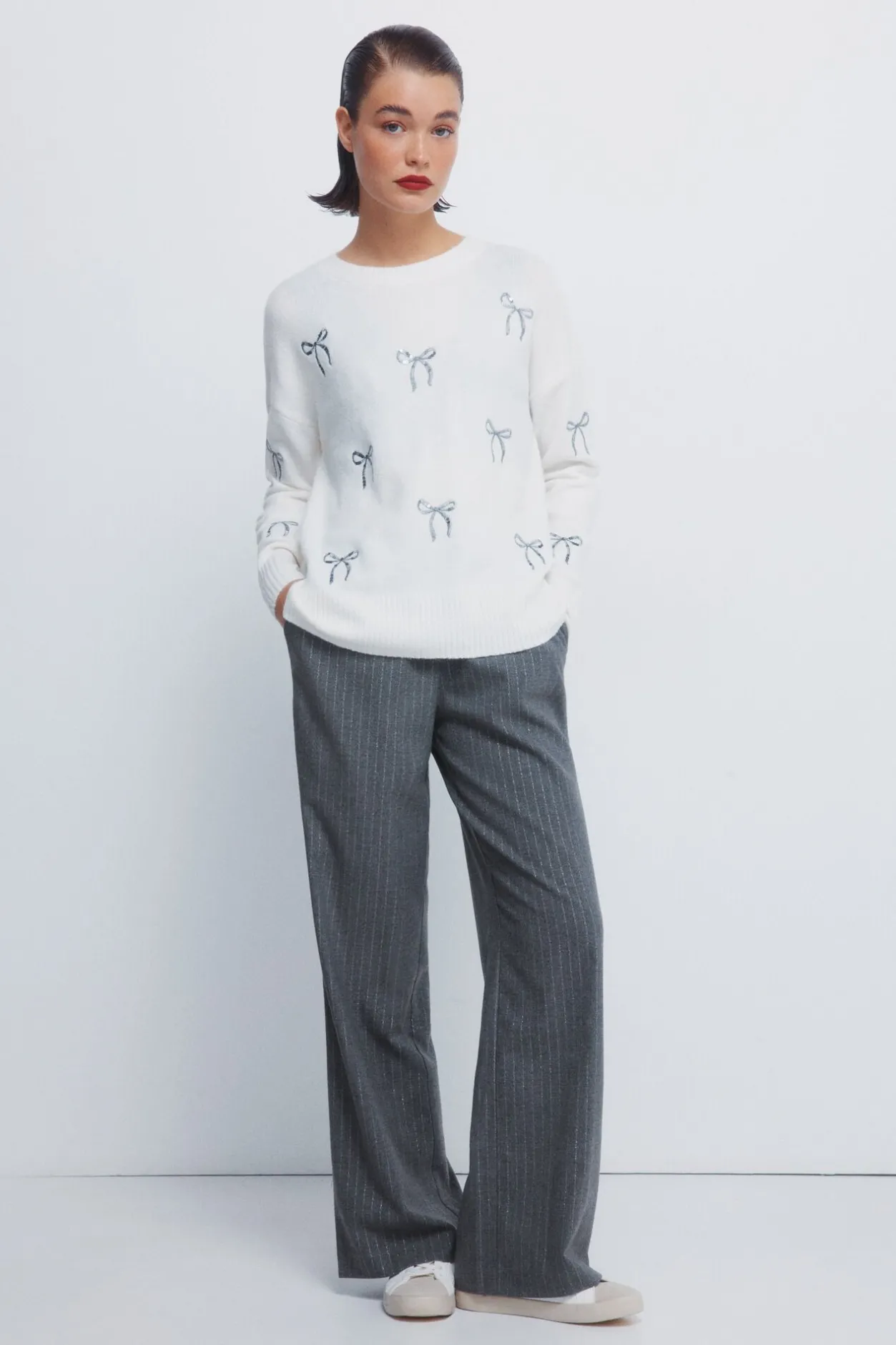 Springfield Jersey lazos lentejuelas marfil Clearance