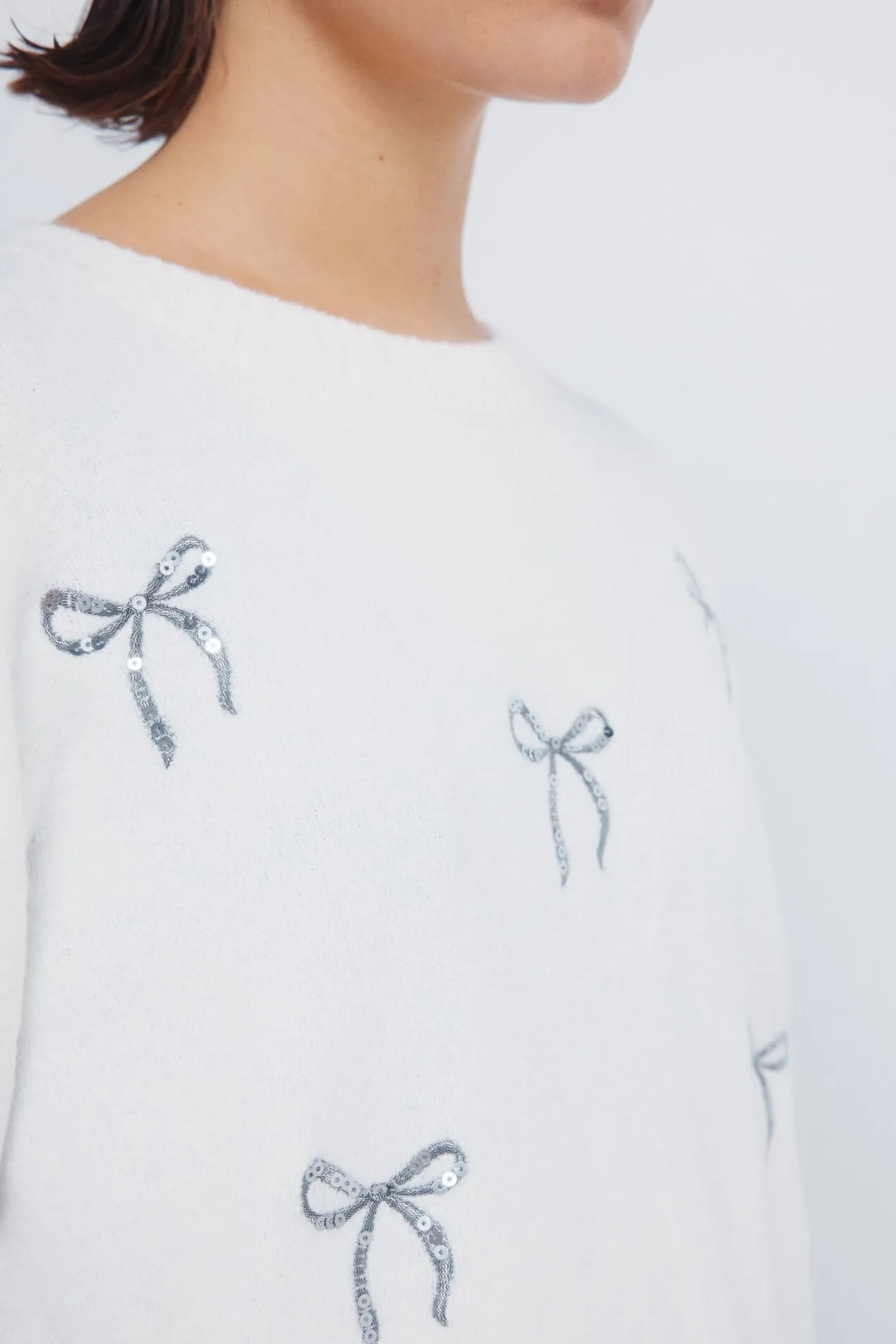 Springfield Jersey lazos lentejuelas marfil Clearance