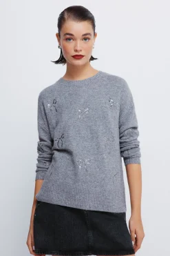 Springfield Jersey lazos lentejuelas gris