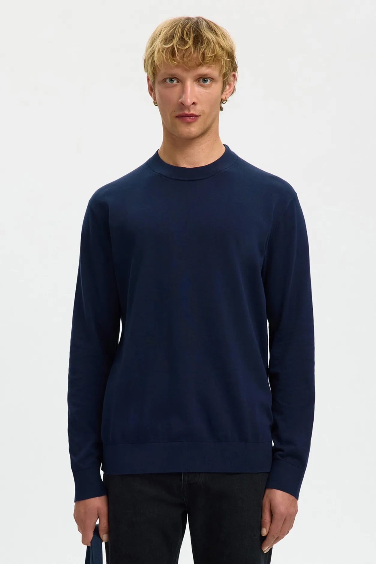 Selected Jersey ligero 100% algodón orgánico Azul oscuro Outlet