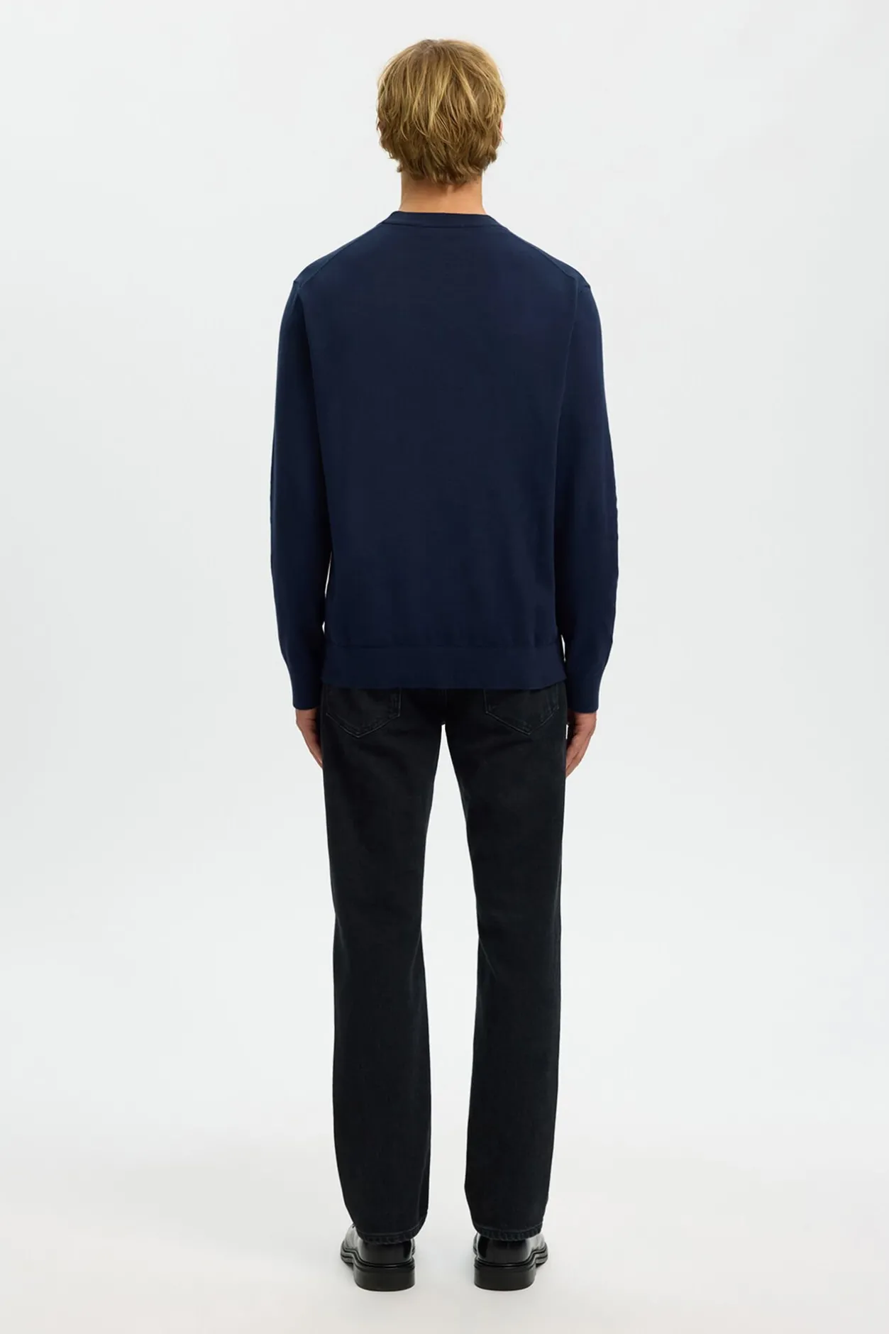 Selected Jersey ligero 100% algodón orgánico Azul oscuro Outlet