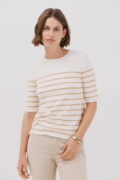 Cortefiel Jersey manga corta Marfil Best