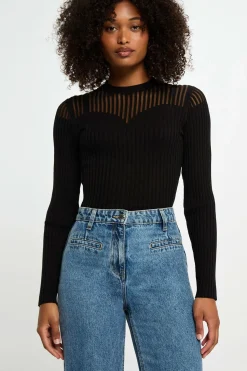 Morgan Jersey manga larga Negro New