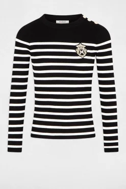 Morgan Jersey manga larga con rayas Negro