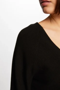 Morgan Jersey manga larga escote en V Negro New