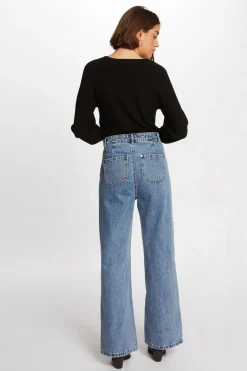 Morgan Jersey manga larga escote en V Negro New