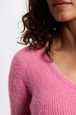 Morgan Jersey manga larga punto aterciopelado Rosa Clearance