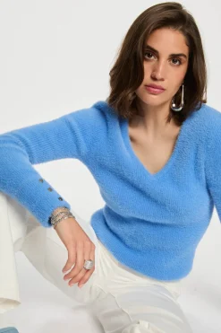 Morgan Jersey manga larga punto aterciopelado Azul Hot