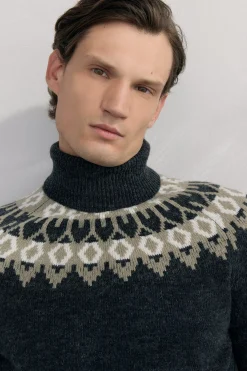 Pedro del Hierro Jersey navidad con lana y alpaca cuello alto Gris Outlet