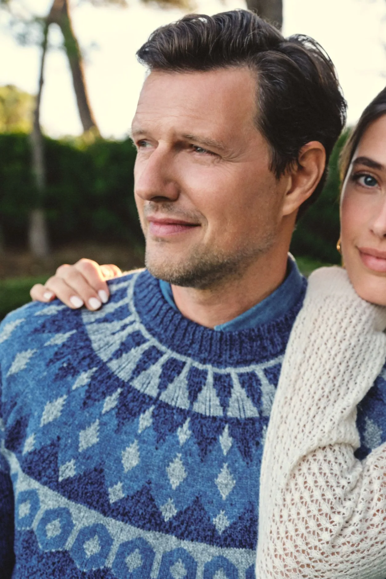 Cortefiel Jersey navideño fantasía lana cuello caja Azul marino Online