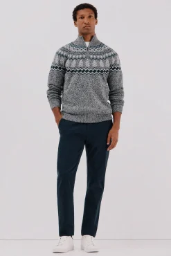 Cortefiel Jersey navideño fantasía lana cuello alto cremallera Gris oscuro Sale