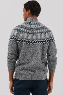 Cortefiel Jersey navideño fantasía lana cuello alto cremallera Gris oscuro Sale